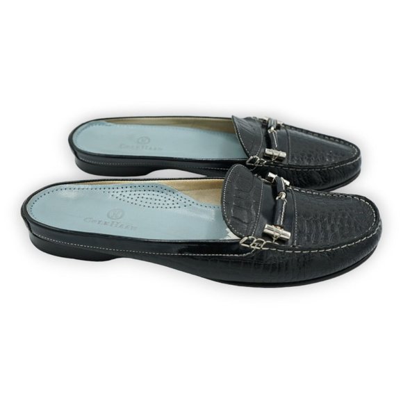Cole Haan Black Loafers with Silver Accents - Picture 1 of 9